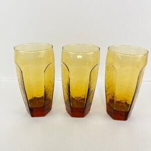 Vintage Libbey Chivalry Amber Glasses Set of 3